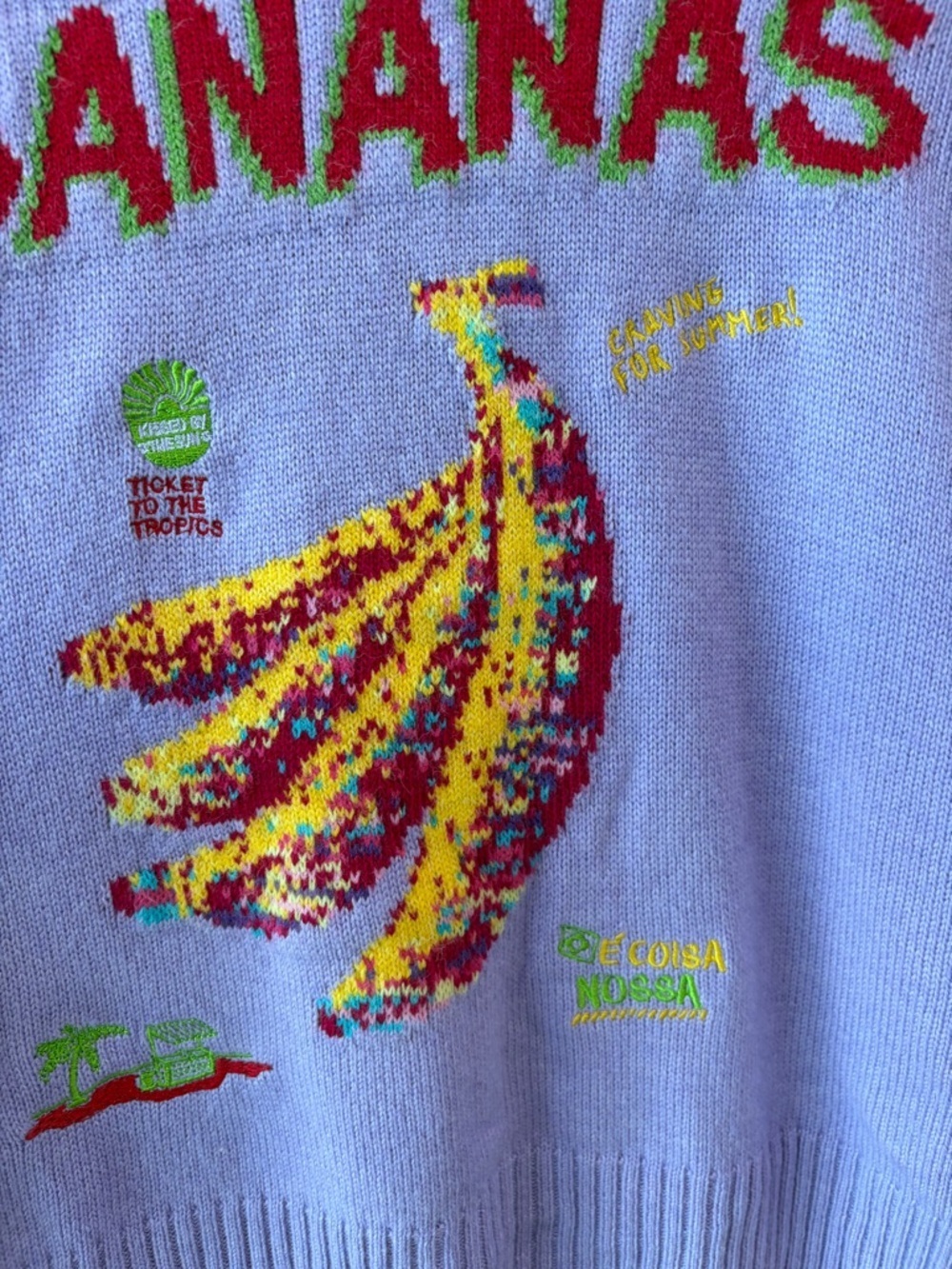 Farm Rio: Lilac Going Bananas Knit Sweater - Picture 7 of 9